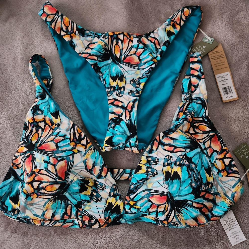 Butterfly Print Bikini Set Medium 36D NWT